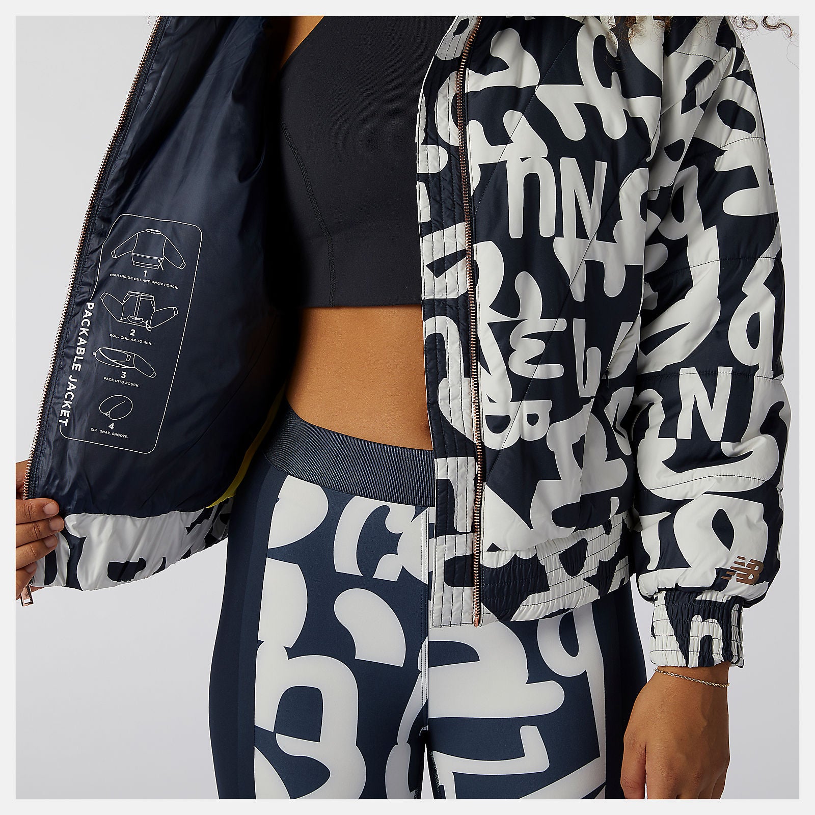 Determination Packable Printed Quilted Jacket / New Balance Women