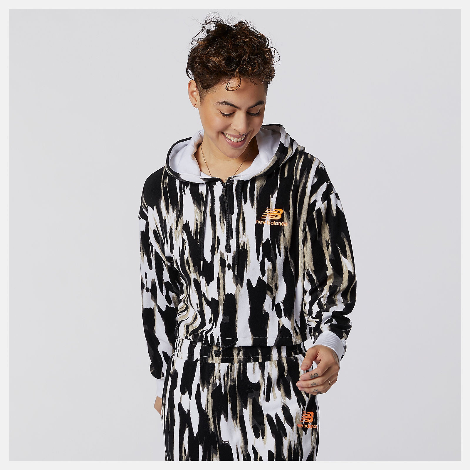 NB Athletics Collide Printed Terry Hoodie / New Balance Women
